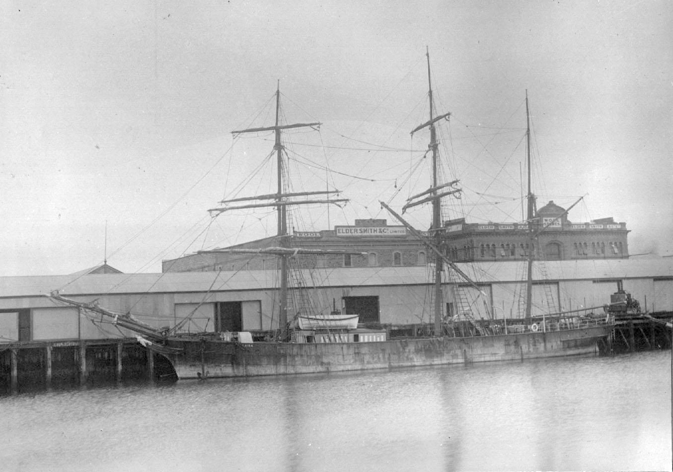 Iron Barque, "Laira", built in 1870 at Sunderland.  She was first registered in Plymouth and seems to have arrived in Australasia when her registration was transferred to Auckland in 1882.  On 2 April 1898 when she was owned in Dunedin, she was in a colli