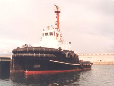 Tug "Tarpan", gross tonnage 427.  Built in 1984 by Tamar Ship building Pty Ltd - Launceston.  Official Number - 851326.  Owned by waratah towage Pty Ltd, Port Adelaide SA.
Dimensions - length 32.31, breadth 10.90, draught 4.250m