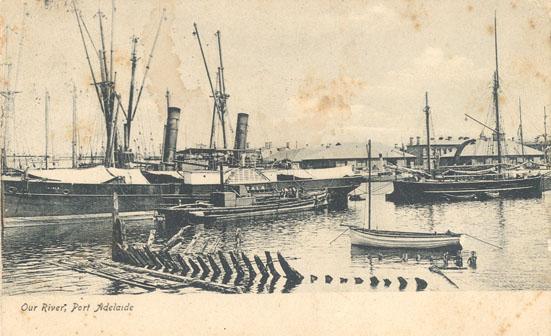 Tug "Yatala", an iron paddle wheel steamship, built in 1877 by Blackwood & Gordon at Port Glasgow.  She had 1 deck a cutter rig and elliptic stern, and was owned by the Adelaide Steam tug Co Ltd.  In Oct 1911 she was osld to H.J. Bell and in April 1912 he