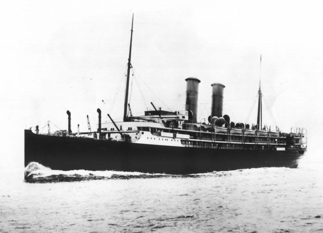 Passenger vessel "Otway", built in 1909 by Fairfield Shipbuilding & Engineering Co - Glasgow.  She took her maiden voyage on 9 July 1909 and thereafter operated the route between the Uk and Australia.  In 1915 she was commandeered as an armed merchant cru