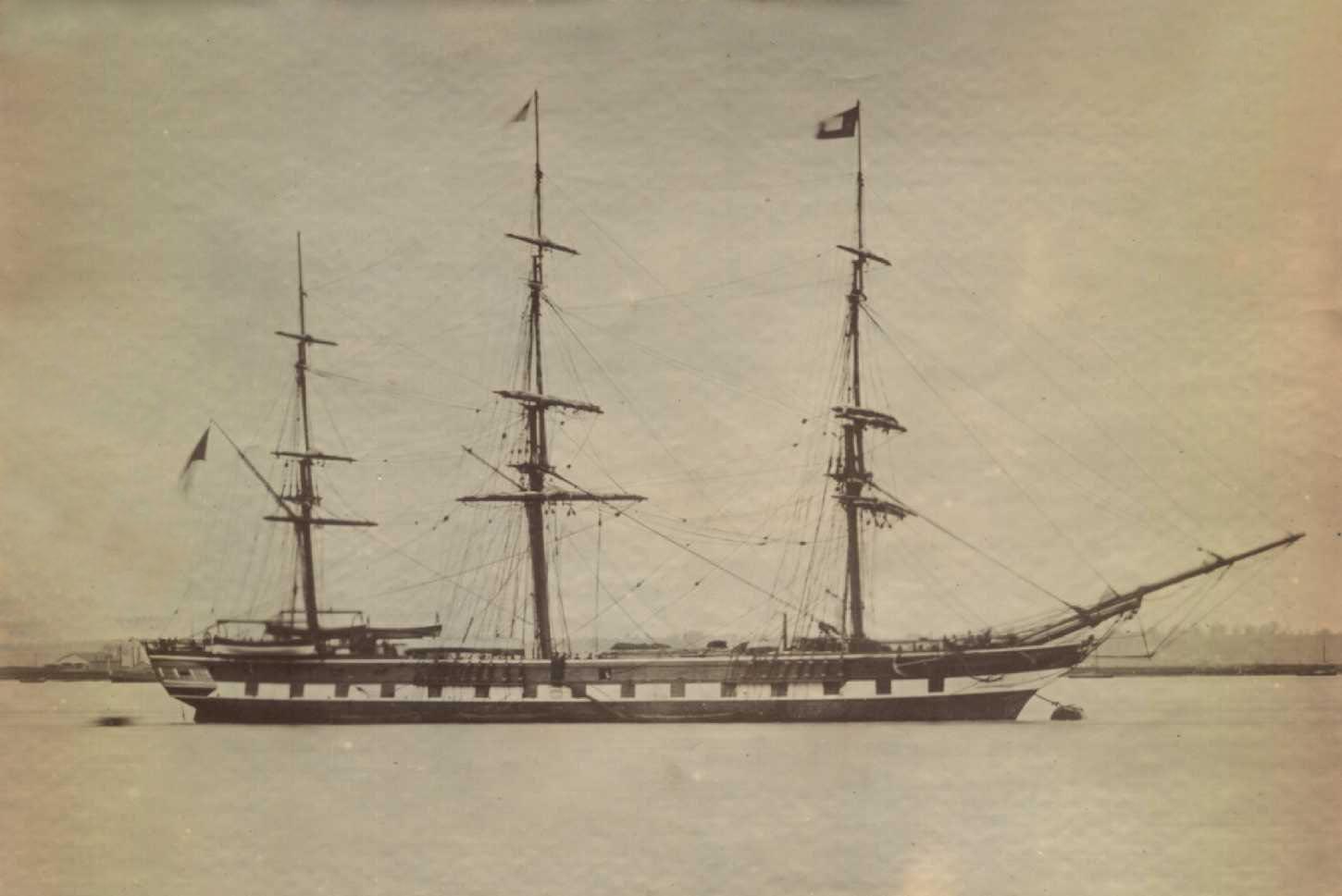 Ship "Anglesey", built in 1852 in London, owned by R Green.

Tonnage:  1018 gross 965 net
Port Of Registry:  London

This image shows vessel at Gravesend in 1871