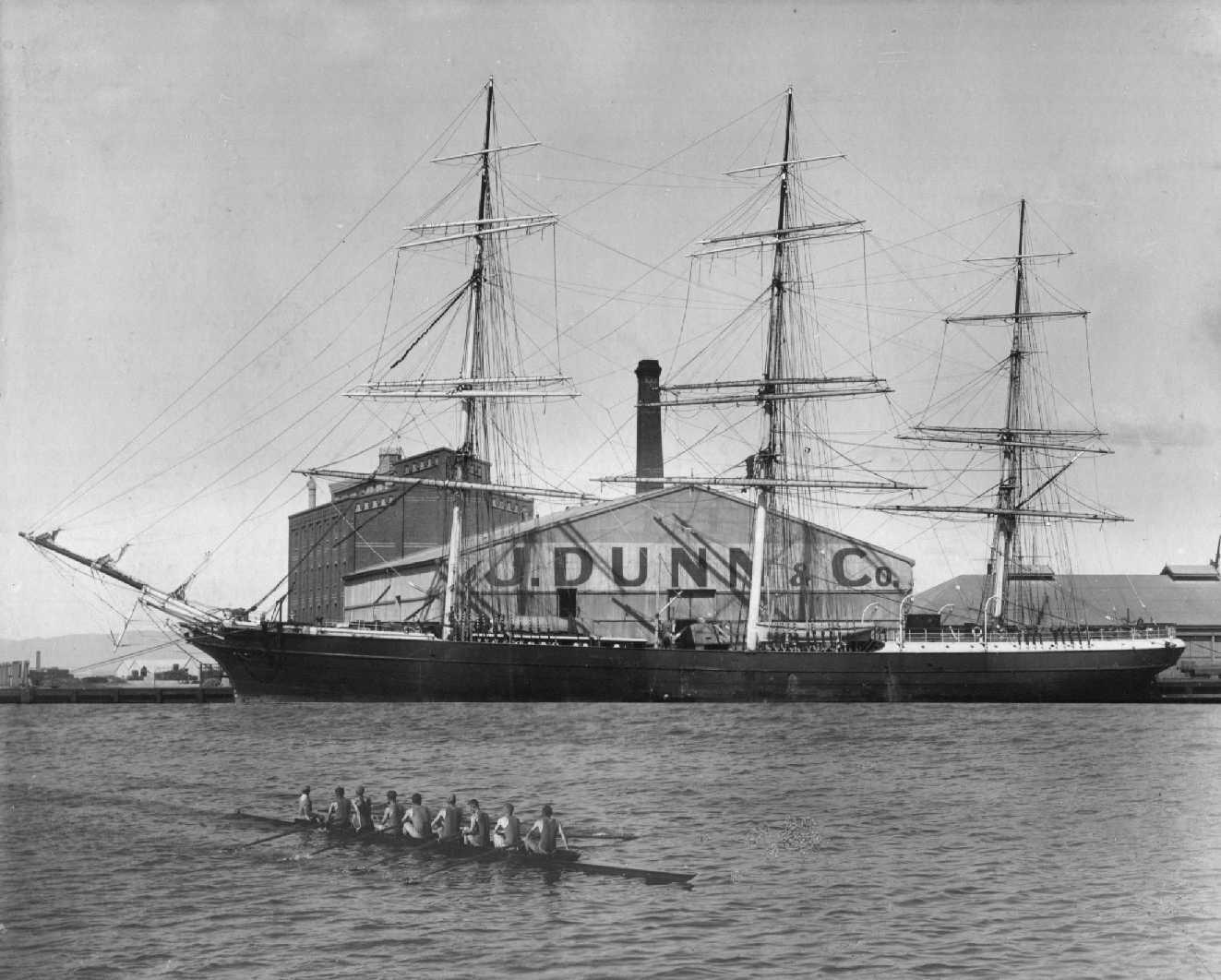 Built 1869 at Aberdeen by W. Hood & Co. Official No. 60696.  1,405 gross tons, length 221 feet x breadth 38 feet x depth 22 feet.  Moored in Port Adelaide, 1901.