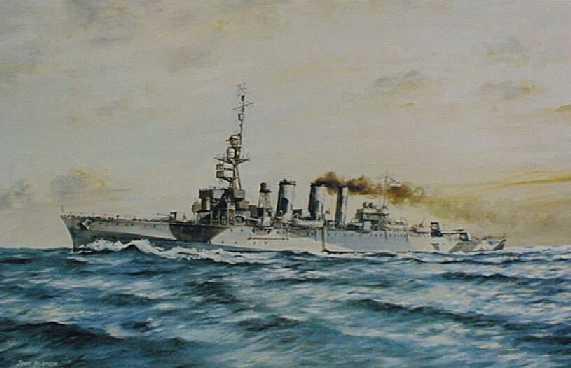 An improved Chatham class light cruiser, shown during service in the Second World War.