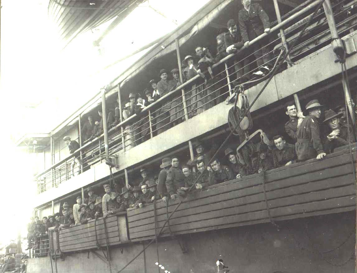 In port with troops, 1918.