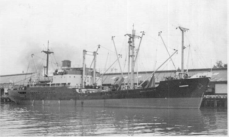 General cargo vessel, "Dandenong", built in 1946 by BHP Co Pty Ltd, Whyalla for the Australian Government.  In 1947 management was transferred to The Australian Shipping Board, and in 1957 was transferred to the Australian National Line (having been conve