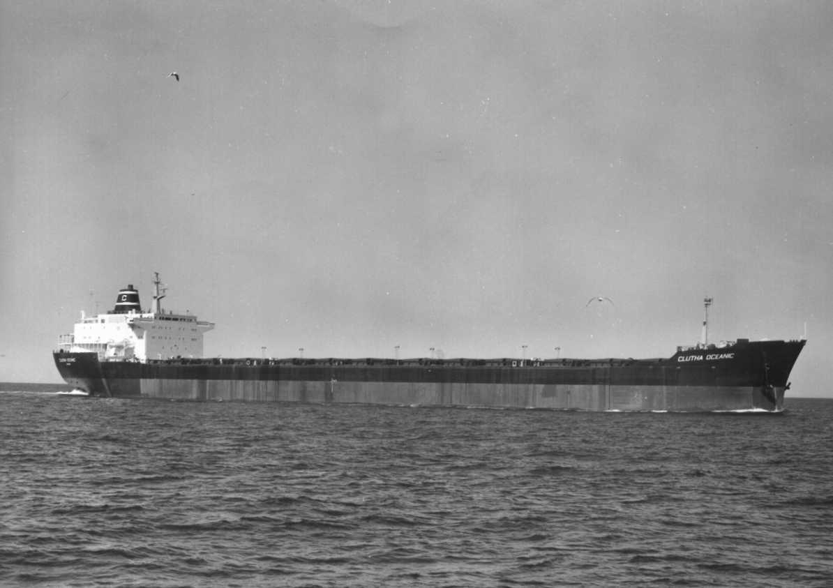 S.S. "Clutha Oceanic", built at Whyalla in 1969.  Employed in Bauxite carrying and owned by Clutha development Pty Ltd.
Tonnage:  32,404
Dimensions:  length 710'

This image shows vessel undergoing sea trials in 1969.