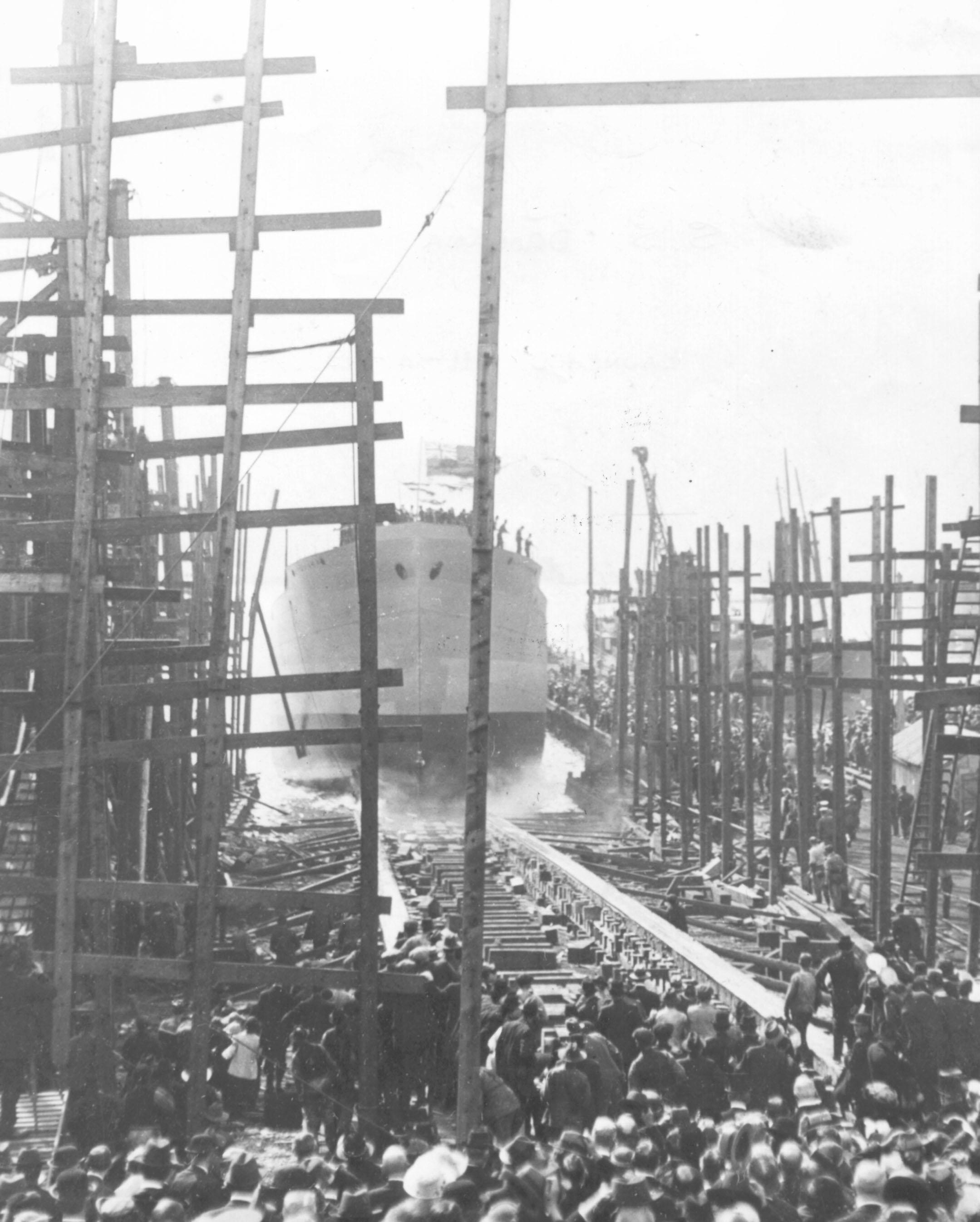 This image shows vessel being launched on 11/4/1919
