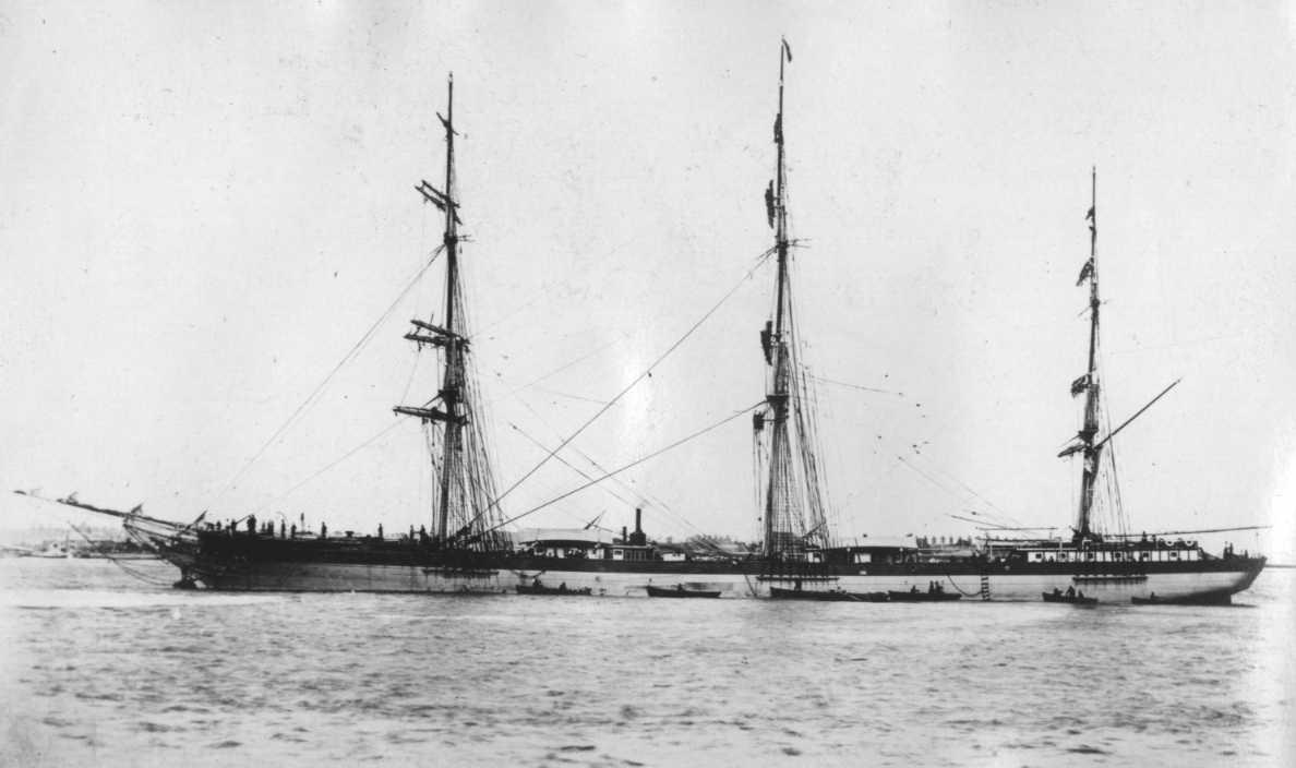 1855 barque at anchor.