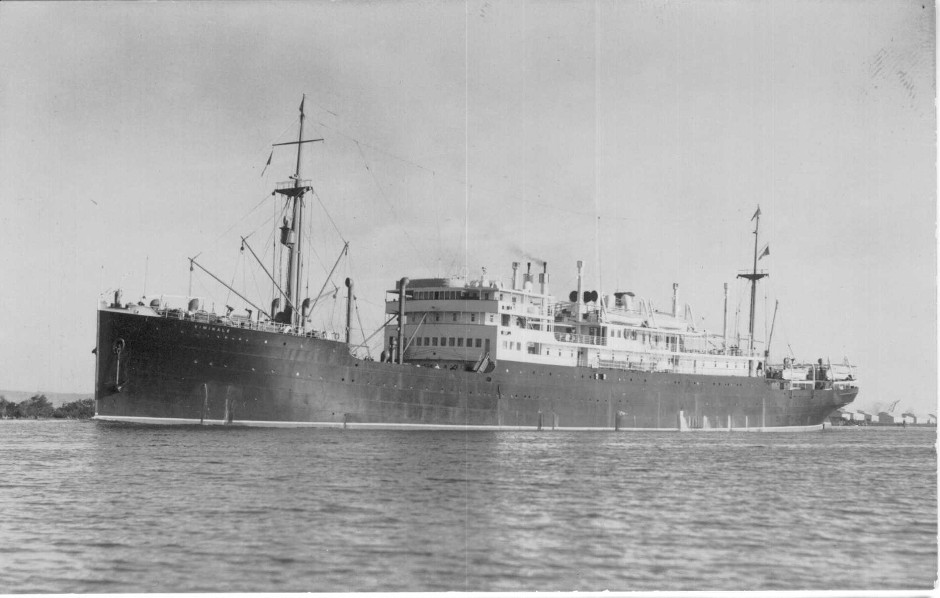 Passenger cargo vessel under way