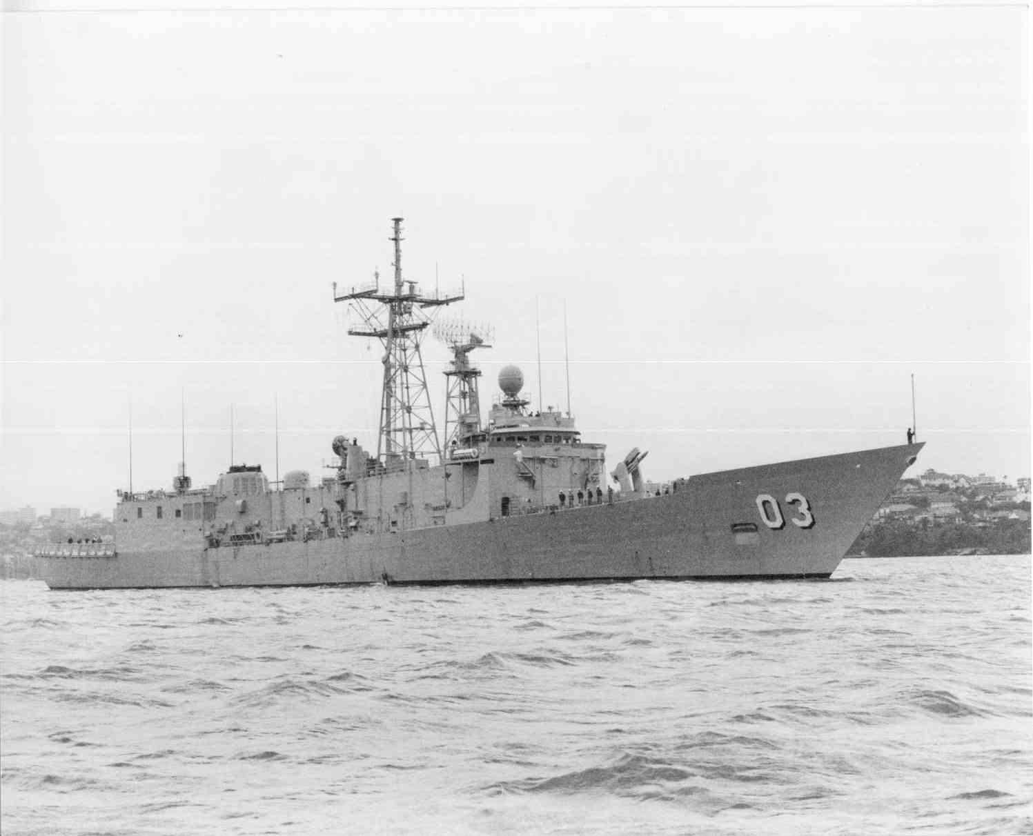 Naval vessel entering port