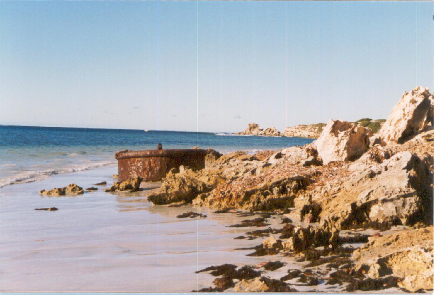 Passenger cargo vessel boiler on KI Beach