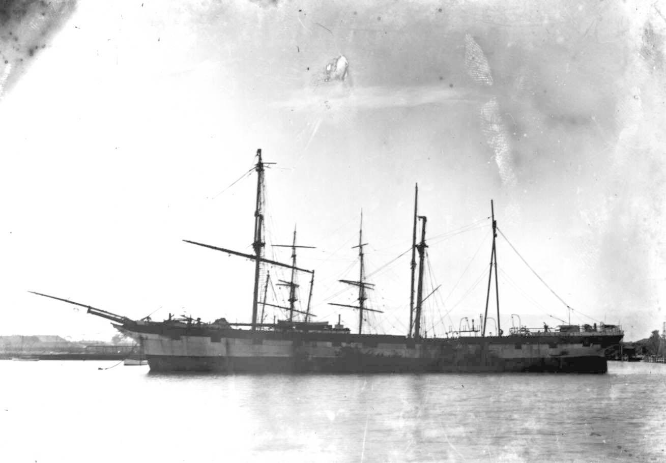 Barque being rigged down to a hulk at Port Adelaide