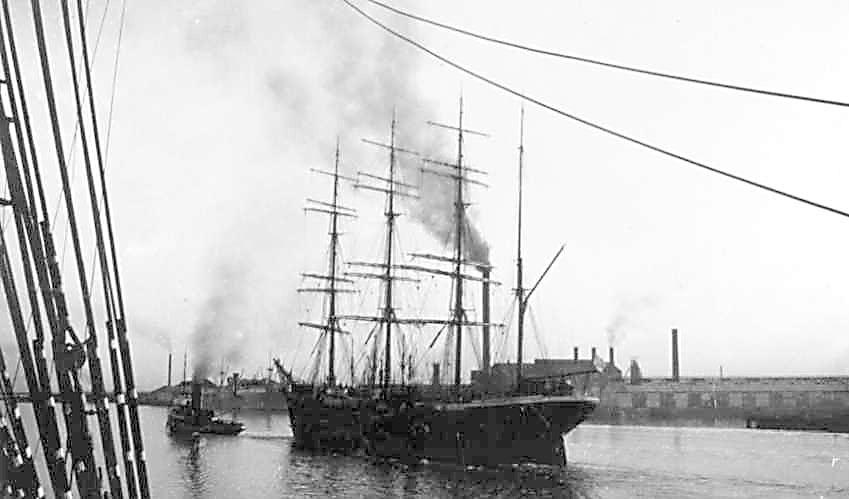 Being towed up the river leaving Port Adelaide in 1928.