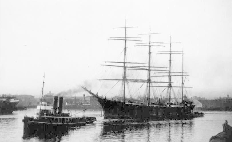 Being towed up the river leaving Port Adelaide in 1928.