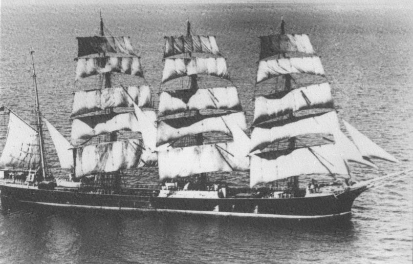 1892 Barque at sea.