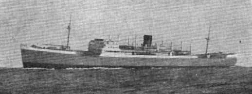 1937 refrigerated cargo vessel at sea