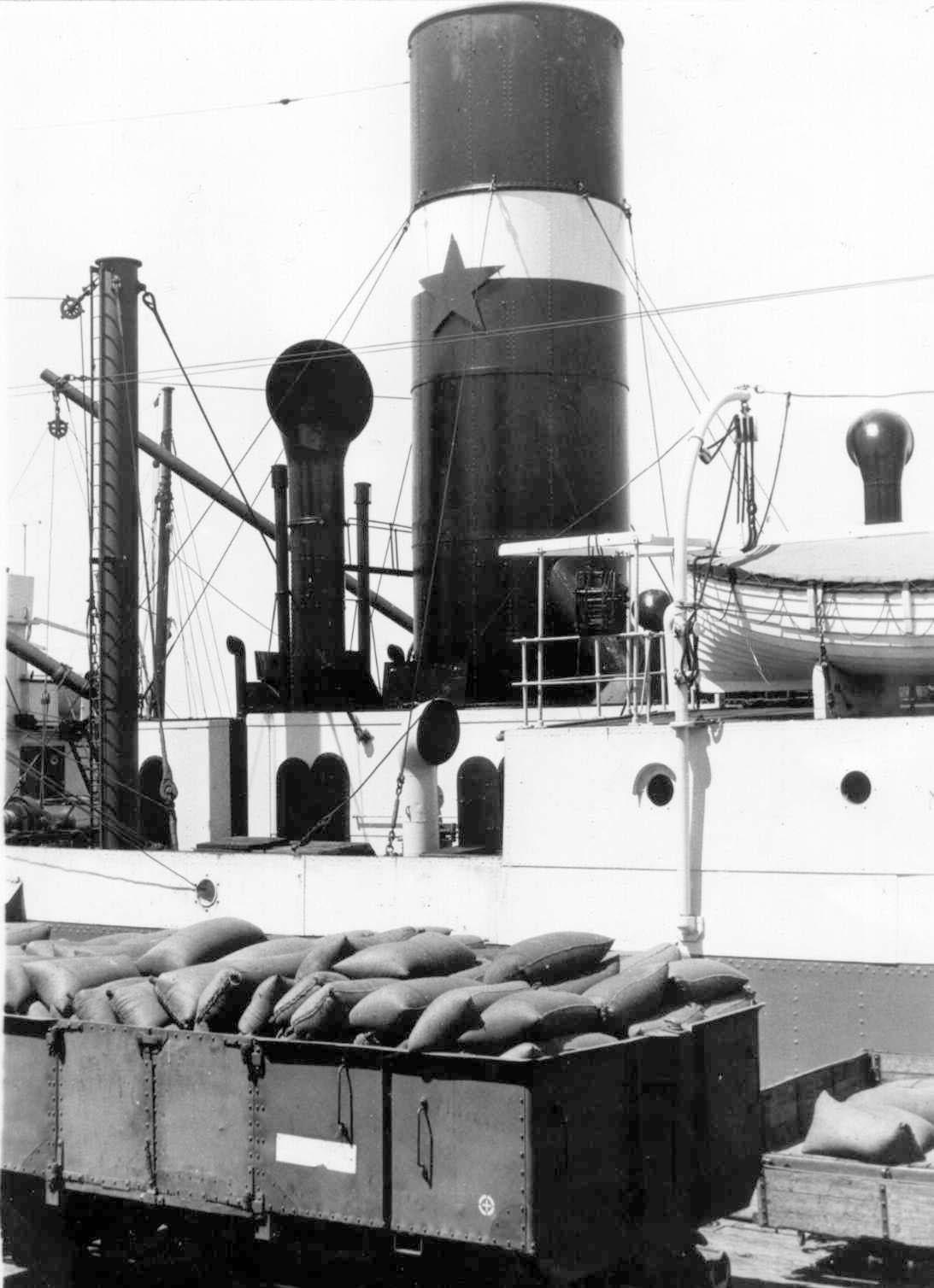 Freighter built in 1927.
This image shows vessel berthed at Port Lincoln, South Australia.