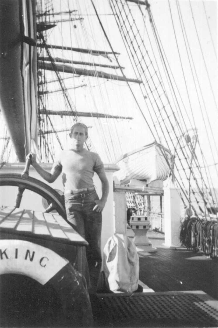 Showing crewman Stan Webber on the deck of the Viking at Port Lincoln in 1947.