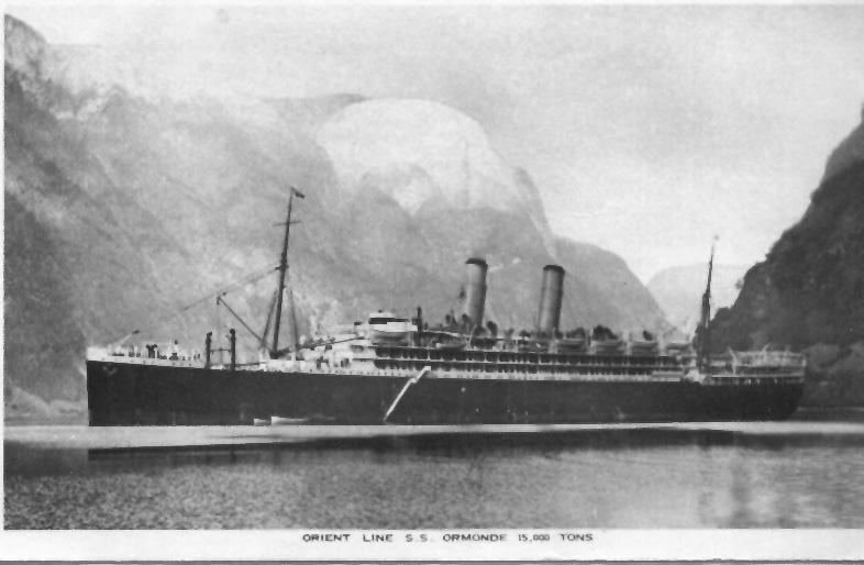 ORMONDE Passenger Vessel "Ormonde", launched February 1917 and completed in October 1917. Built by John Brown & Co, Glasgow, Scotland. This vessel took her inaugural voyage on 15 November 1918 from London - Brisbane. Owned by Orient Line.
Base Port: London