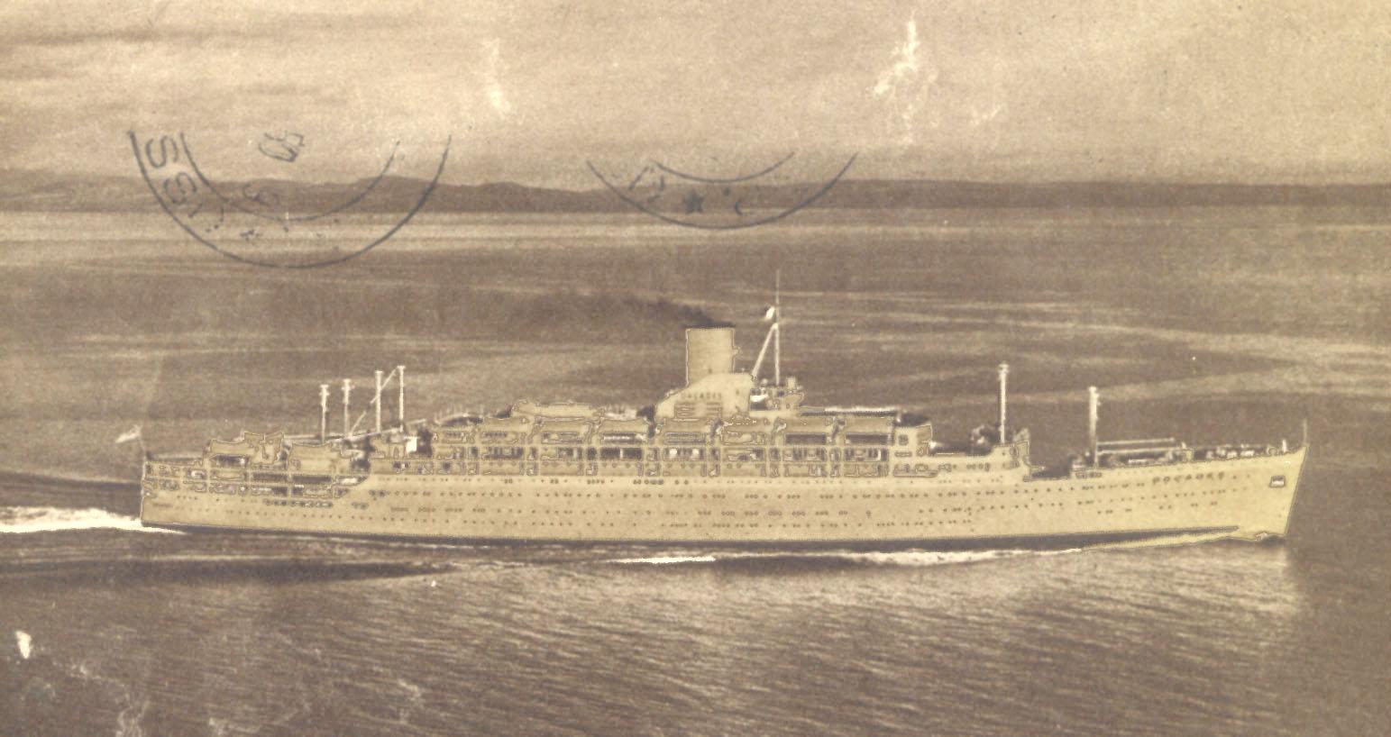 Passenger Liner "Orcades", built by Vickers Armstrongs Ltd., Barrow-In-Furness, England.  Launched on 14 October 1947 by Lady Morshead and completed in November 1948.  Her inaugural voyage was from London - Sydney on 14 December 1948.
Base Port:  Initial