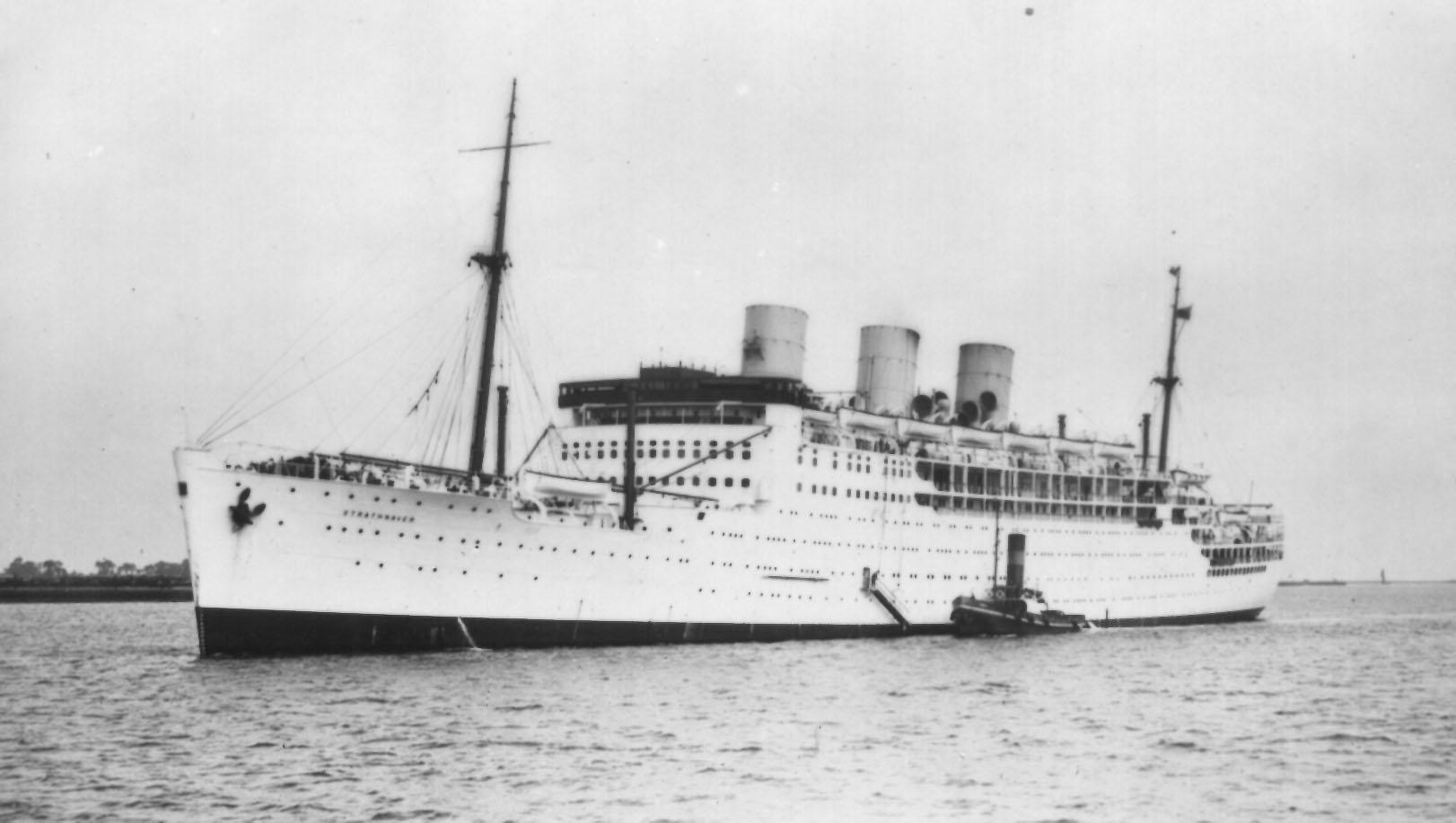 Passenger vessel "Strathnaver", built by Vickers-Armstrong Ltd, Barrow-In-Furness, England.  Launched on 5 February 1931 by Lady Bailey and completed in September 1931.
Inaugural Voyage:  2 October 1931 (London - Sydney)
Base Port:  London
Gross Tonnag