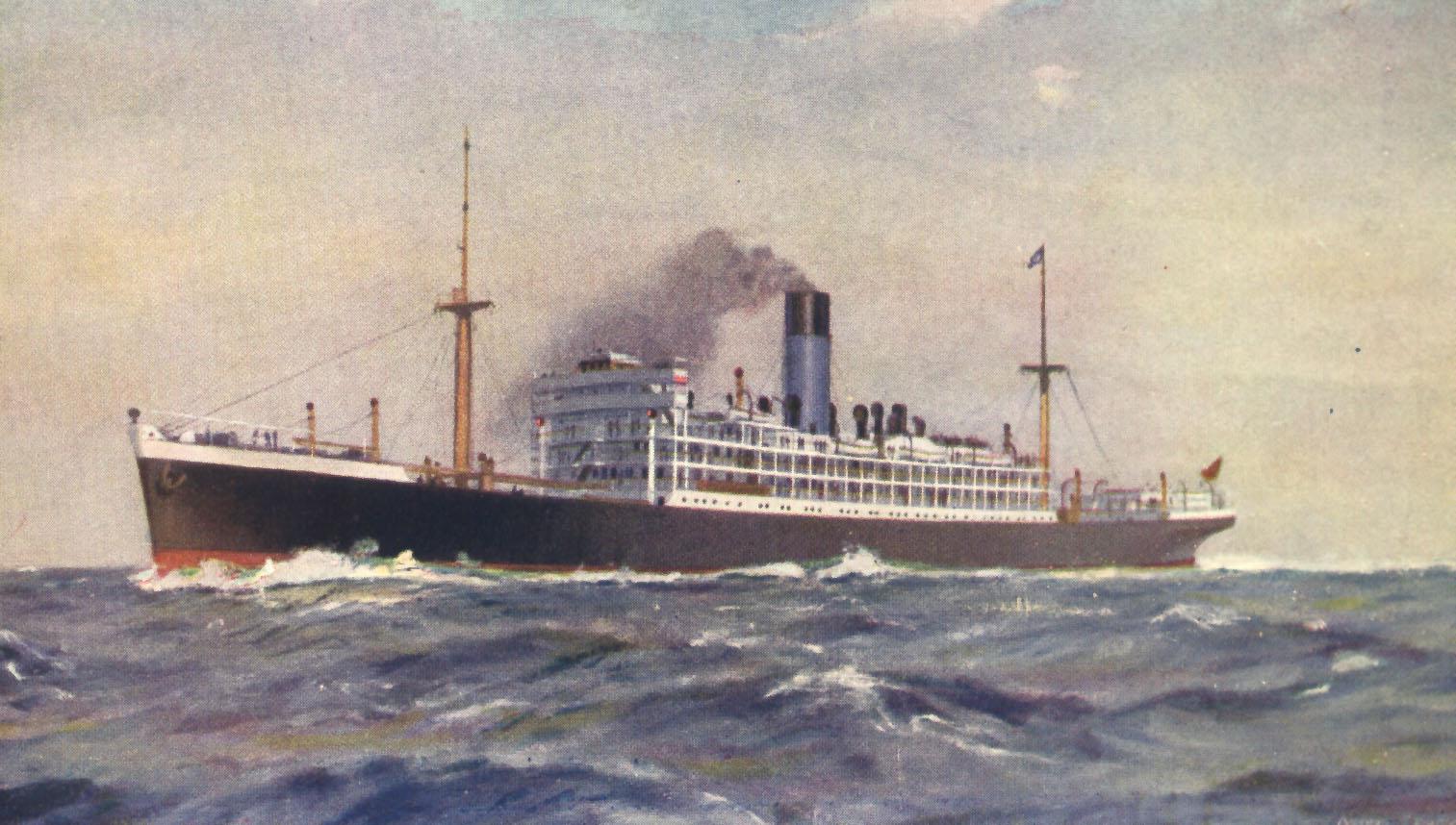 Passenger Vessel "Nestor", built in 1912 by Workman & Clark & Co - Belfast.  Owned by Blue Funnel Line and worked route between UK - Australia - UK.  She took her first voyage in 1913 and in 1915 was commandeered as a troopship.  In 1920 she resumed servi