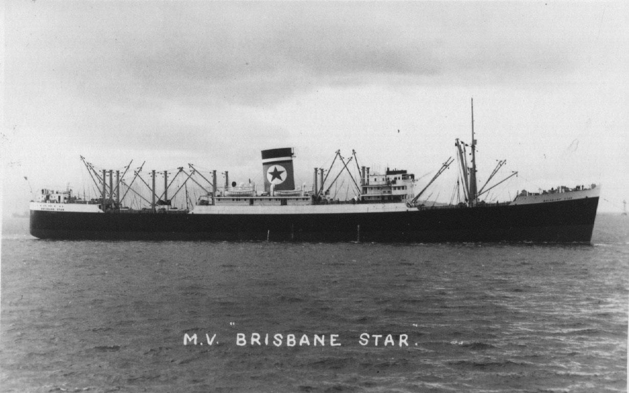 Refrigerated Cargo vessel "Brisbane Star", built  in 1937 by Cammell Laird & Co Ltd - Birkenhead.  Owned by Union Cold Storage Co Ltd and managed by Blue Star Line Ltd.
Tonnage:  11076 gross, 6787 net
Official Number:  165365
Dimensions:  length 530'0"