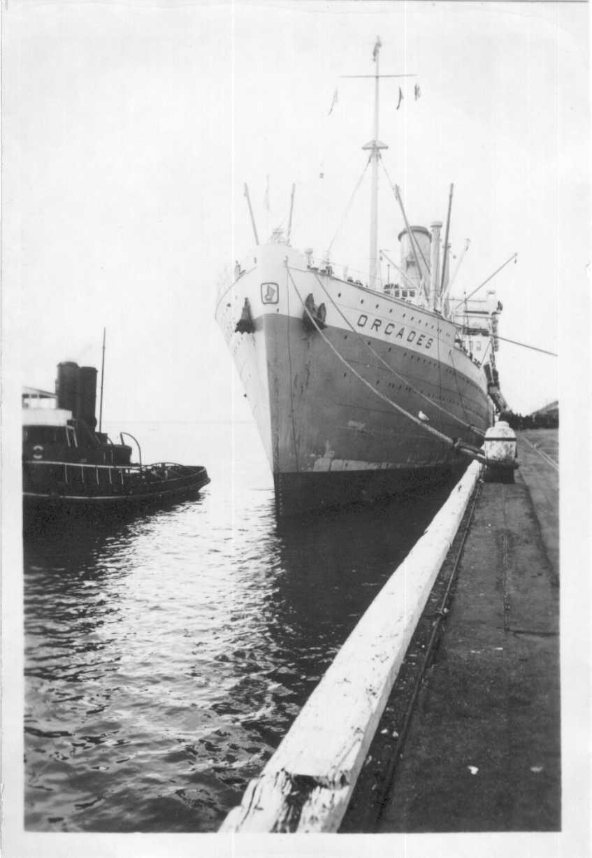 Passenger Vessel "Orcades", built by Vickers Armstrong in Barrow-In-Furness, England and launched on 1 December 1936 by Mrs I.C. Geddes.  Vessel was completed in July 1937 and had her inaugural voyage on 9 December 1937 from London - Brisbane.  She was co