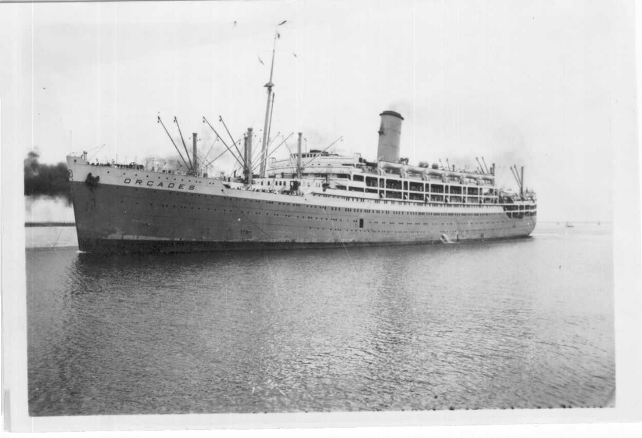 Passenger Vessel "Orcades", built by Vickers Armstrong in Barrow-In-Furness, England and launched on 1 December 1936 by Mrs I.C. Geddes.  Vessel was completed in July 1937 and had her inaugural voyage on 9 December 1937 from London - Brisbane.  She was co