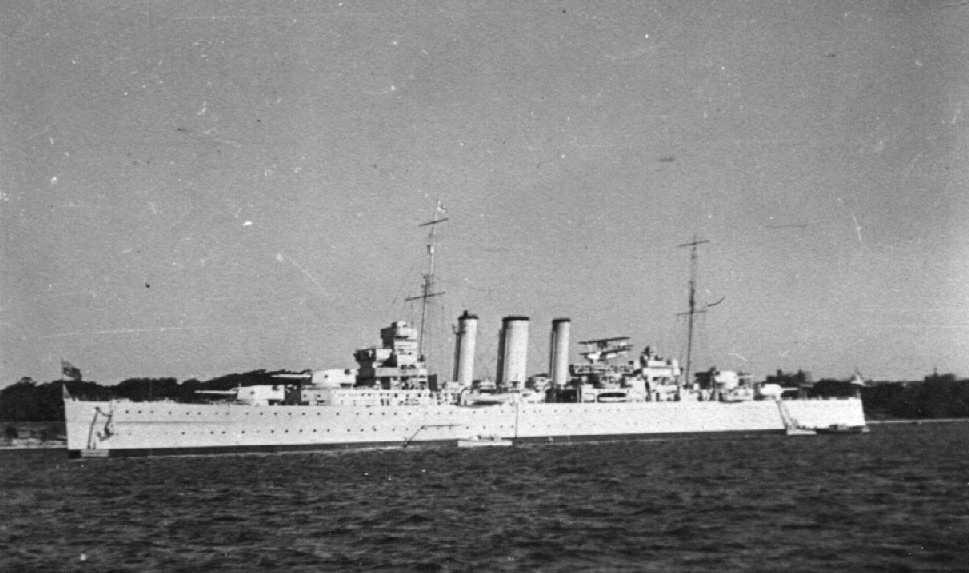 H.M.A.S "Australia", completed 1928, built by John Brown & Co, Clydebank.  In 1940 Australia was in operations against the Vichy French naval forces at Dakar.  In August 1942 she took part in assisting United States forces landing at Guadalcanal in the So