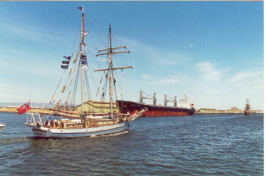 Underway on Port River following the Endeavour during her Port River visit.