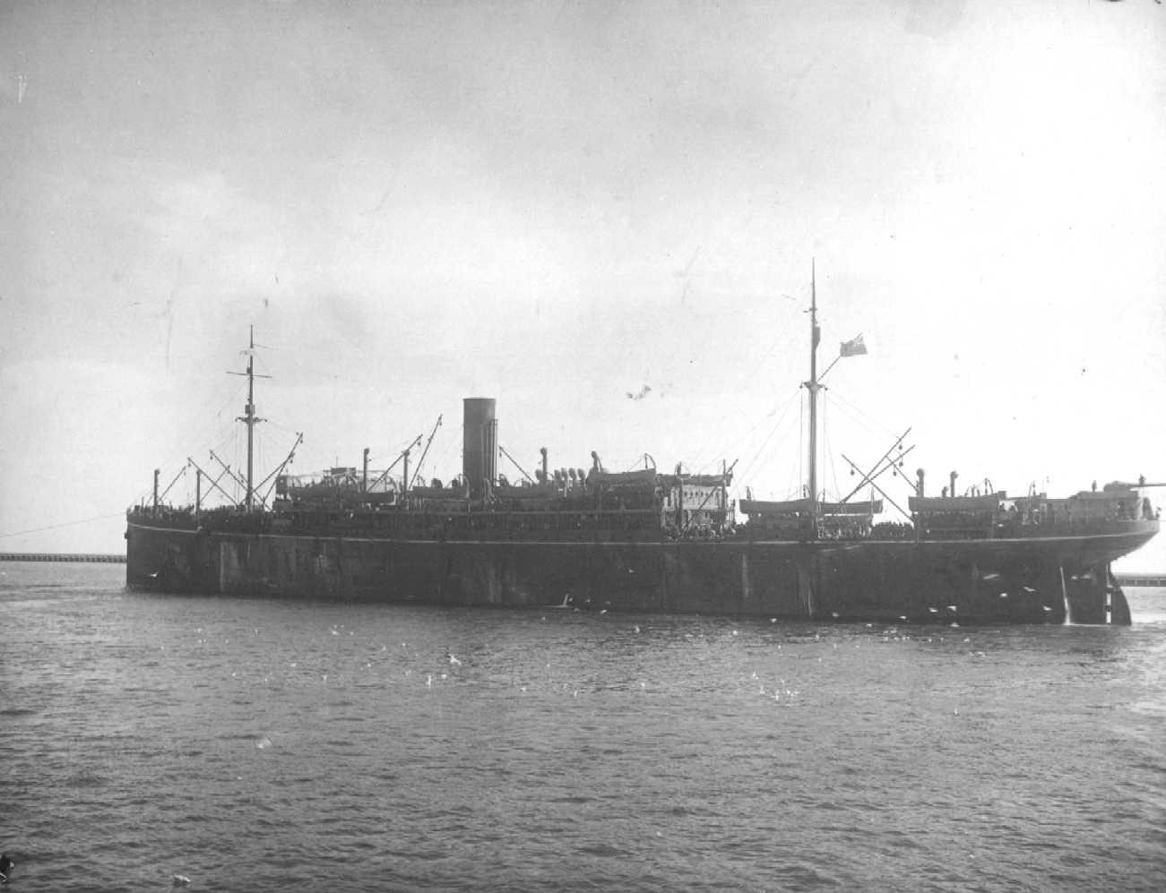 Passenger Vessel "S.S. Borda", built in 1914 at Greenock by Caird & Co for P&O Steam Navigation Co.  A Steel twin screw steamer of 1200nhp.
Tonnage:  11136 gross, 7036 net
Official Number:  135340
Dimensions:  length 500', breadth 62', draught 38'
Por