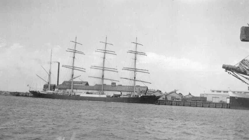 Steel 4 masted Barque, built in 1904. At Port Adelaide.