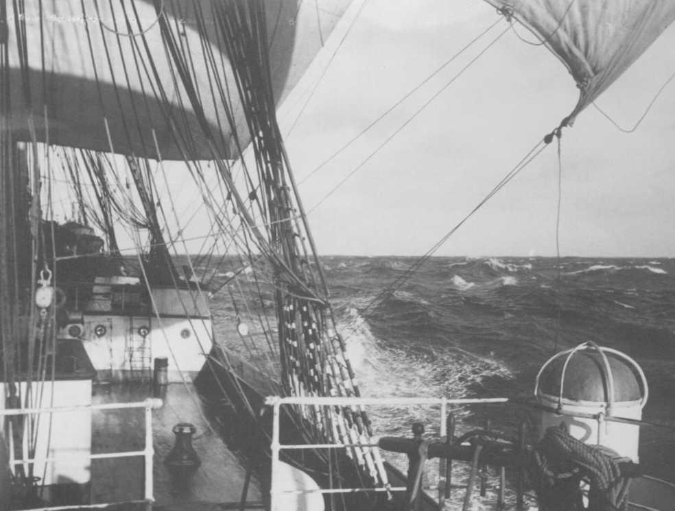 This image taken whilst vessel was on her way to Australia in Autumn 1937 by apprentice Tom Wilen.