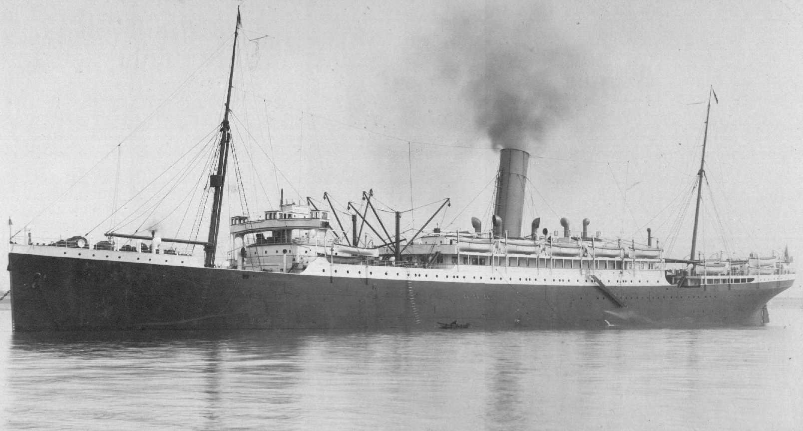 Passenger Vessel "T.S.S. Themistocles".  Built in 1911 by Harland & Wolff Ltd - Belfast, for G. Thompson & Co.  Vessel was broken up in 1947.
Official number:  129349
Port Of registry:  Aberdeen
Tonnage:  11231 gross
Dimensions:  length 501', breadth 