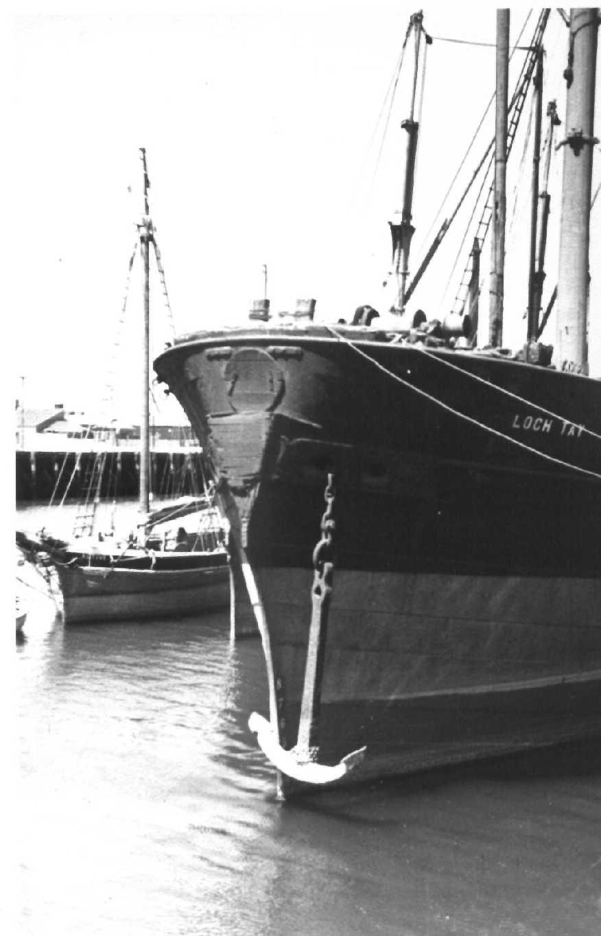 "Loch Tay" a fully rigged 3 masted iron ship, later barque.  Built in 1869 at Galsgow by Barclay, Curle & co for Glasgow Sgipping (Loch Line).  She was the last surviving ship of the Loch Line and was purchased by Huddart parker Ltd in November 1909 for 3