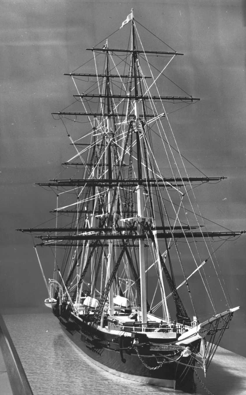 Wooden Clipper Ship "Orient", built in 1853.
This image is of a model of the vessel.