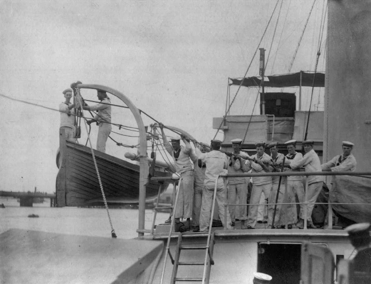 This small, heavily armed twin screw steel cruiser was built in 1883 at Newcastle-on-Tyne by William Armstrong & Co to the order of the South Australian Government.  She was commissioned on the 19th June 1884, (her captain was J.C.P. Walcot, RN) and was b