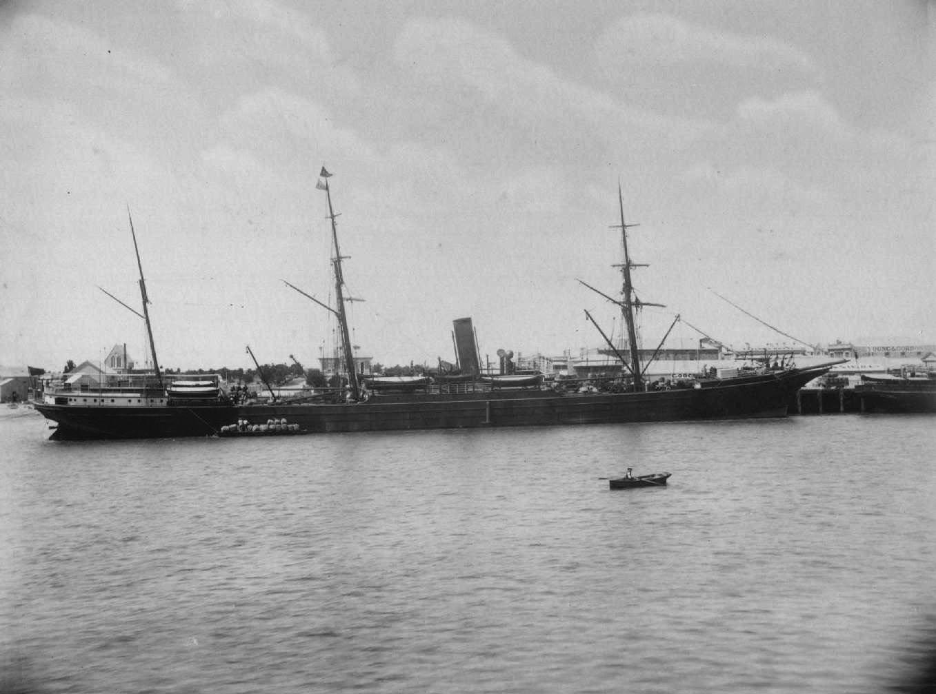 General cargo vessel "Port Pirie", steel screw steamer built in 1886 by R.W. Hawthorn Leslie & Co Ltd. - Newcastle.  Owned by Ang-Australasian S.N.C. (Ltd).

Official Number:  91932
Tonnage:  3109 gross, 2040 net 
Dimensions:  length 353'5", breadth 3