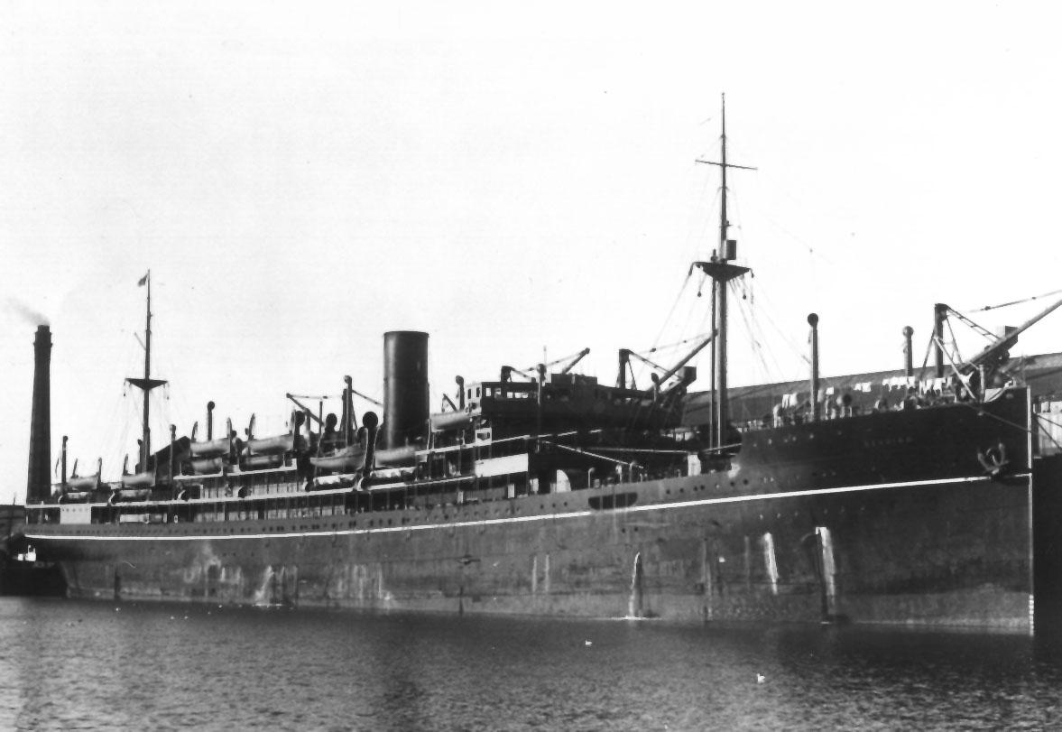Built in 1922 by Harland & Wolff Ltd, Greenock, Scotland.  This vessel made her inaugural voyage on 12 August 1922 from London - Sydney.
Base Port:  London
Gross Tonnage:  13039
Dimensions:  length 537', breadth 64', draught 30'
Motive power:  initial