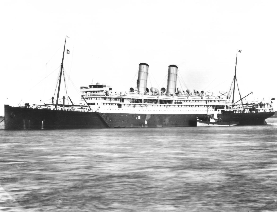 Passenger vessel "Otranto", Built in 1909 by Workman, Clark & Co - Belfast.  Owned by Orient Line, she operated the route between Uk and Australia via the Suez Canal.  She took her maiden voyage on 1 October 1909, and in 1914 was commandeered as an armed 