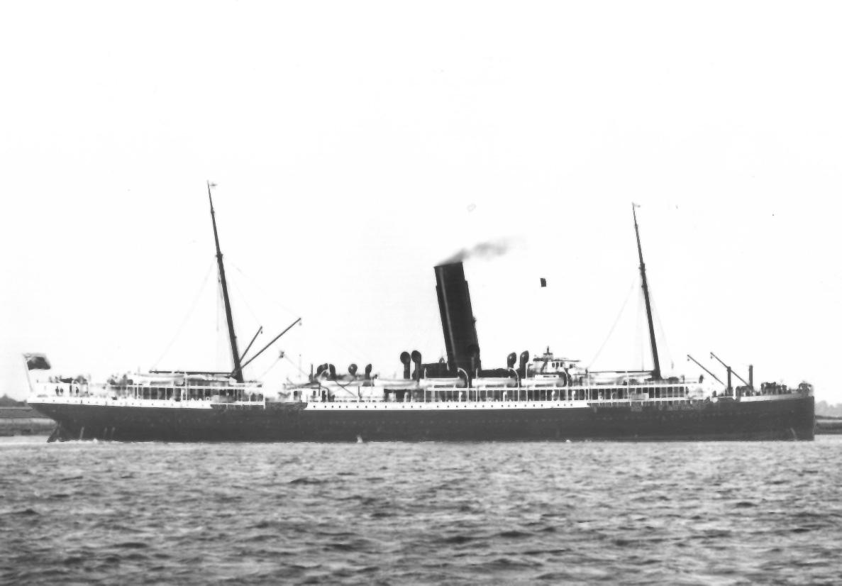 Passenger vessel "Omrah", built in 1899 by Fairfield Shipbuilding & Engineering Co - Glasgow.  She took her maiden voyage on 3 February 1899 and operated the route between UK and Australia.  In 1916 she was commandeered as a troopship.  In 1918 she was to