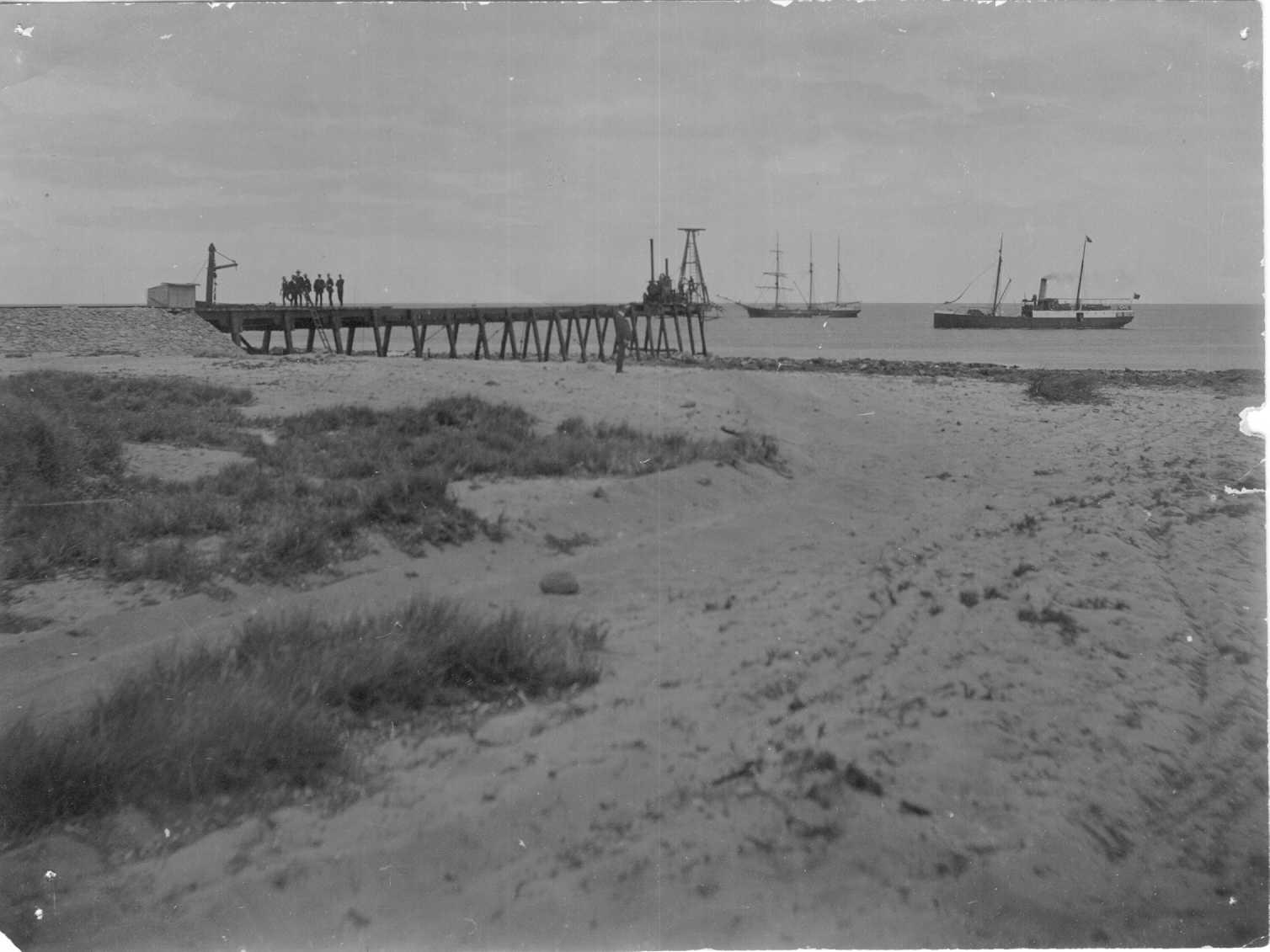 Steamship "Governor musgrave", built in 1874 by Mort's Dock & Engineering Co for the Marine Board of SA.  For many years this vessel was employed for all kinds of coastal service; repairs to jetties, investigating and attending wrecks, delivering stores t