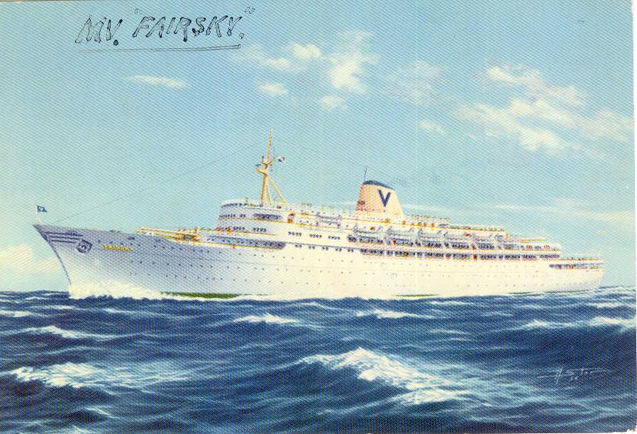 Passenger Liner "Fairsky" laid down by Western Pipe & Steel Co, san Fransisco as cargo liner STEEL ARTISAN; completed as escort aircraft carrier USS BARNES.  Transferred to Royal Navy 1942; renamed HMS ATTACKER.  Returned to US Navy 1946.  Bought by Simta