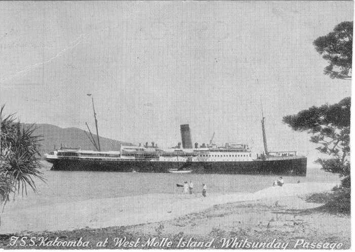 Passenger vessel "Katoomba", built by Harland & Wolff - Belfast.  She took her first voyage in 1913 and was commandeered as a troopship in 1918.  In 1919 she returned to McIllwraith McEachern and was refitted.  In 1920 she resumed her service along the Au