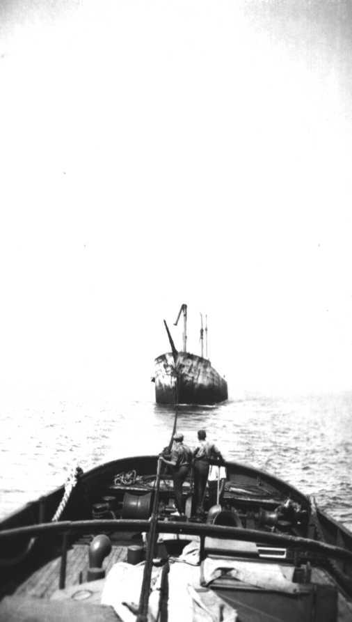 This image shows vessel under tow.