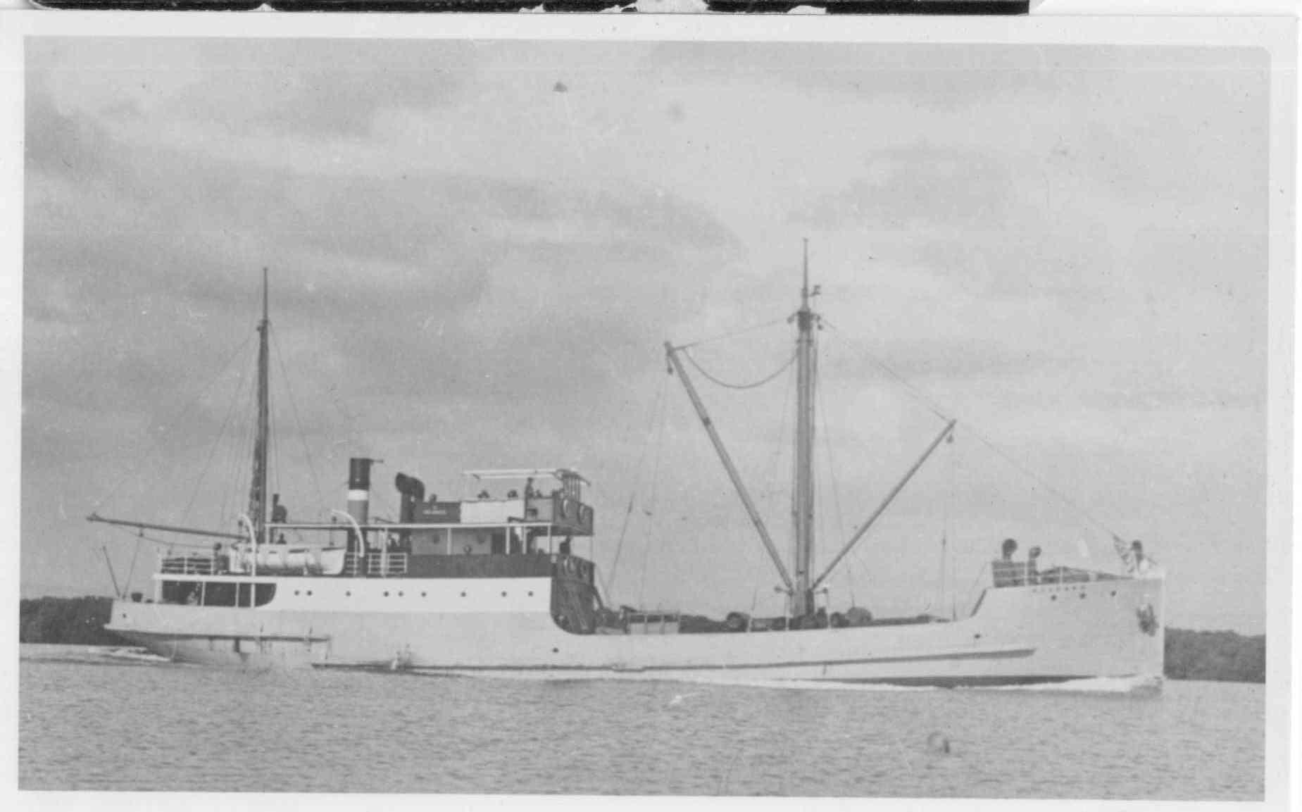 1925 passenger cargo vessel under way