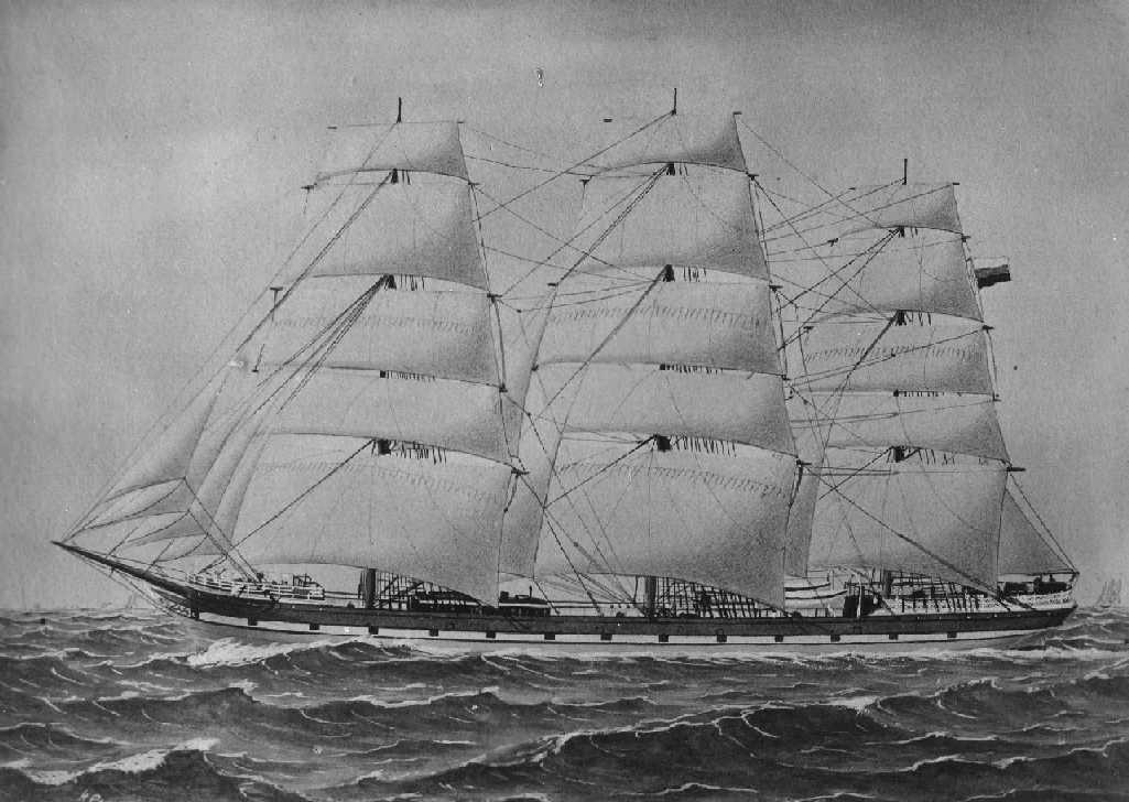 Barque at sea, 1900.
