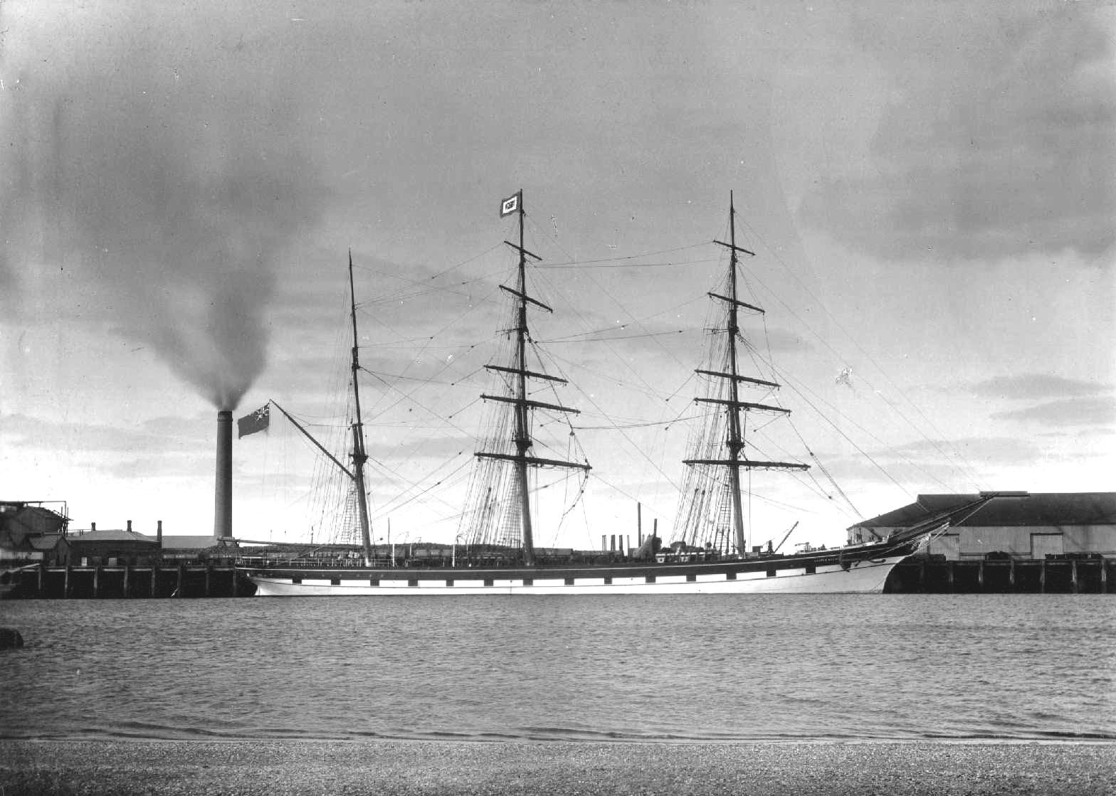1875 barque moored at Port Adelaide.