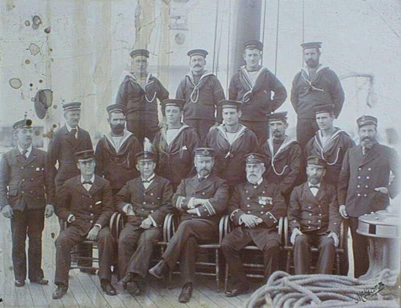 Officers and men in the HMCSProtector.  The men shown in this photograph are believed to be some of the original crew "1884".